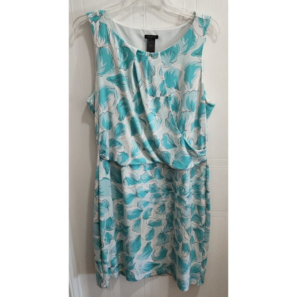 Ann Taylor Womens Sleeveless Surplice Knee Length Dress Blue/White Floral Sz XL